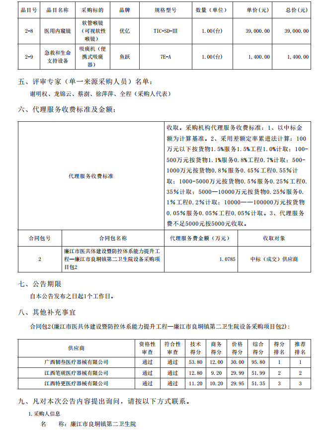 廉江市醫共體建設暨防控體系能力提升工程—廉江市良垌鎮第二衛生院設備采購項目【項目編 號：ZDZJ23-Z05030】（包 2）結果公告(圖2)